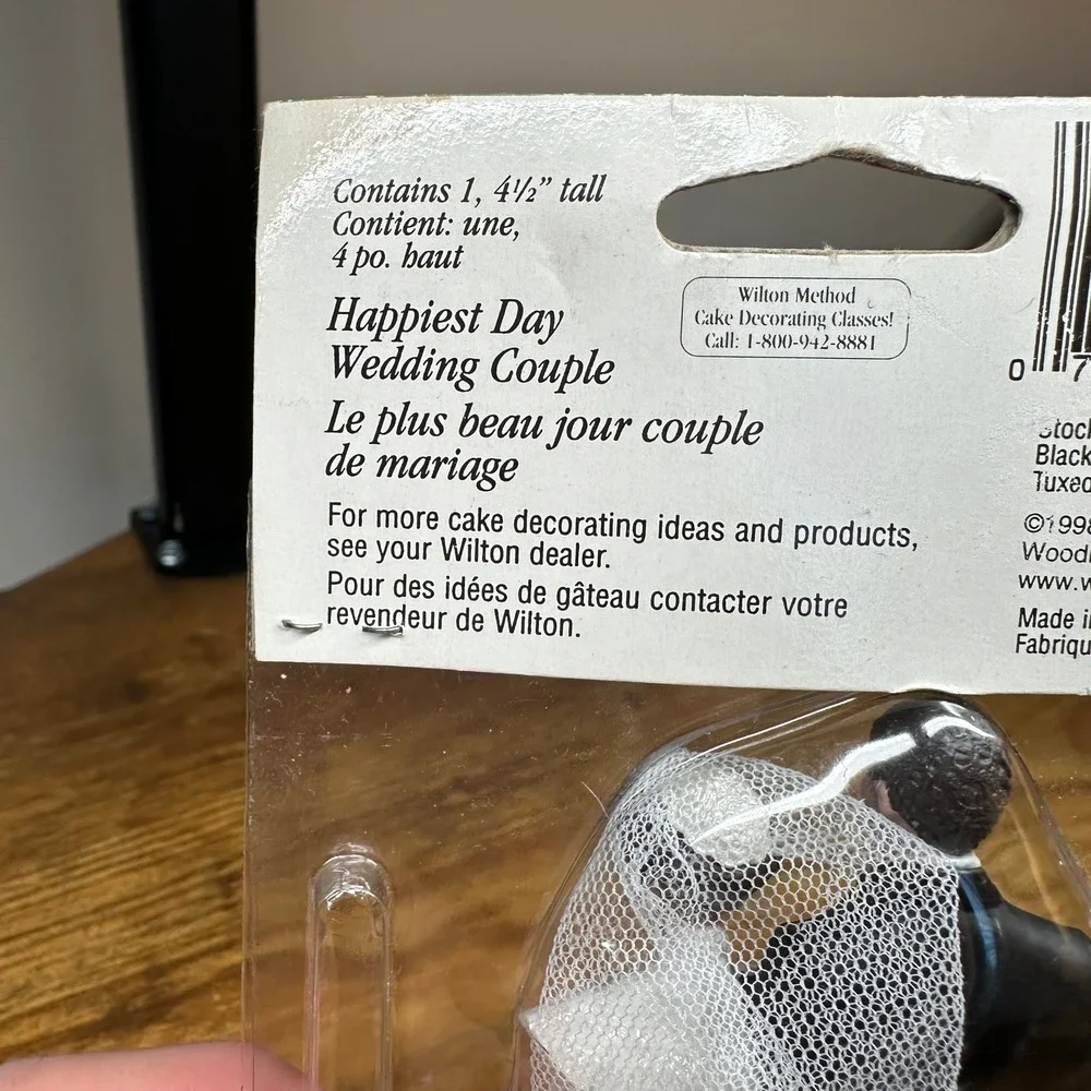 Vintage Wilton Happiest Day Wedding Couple Cake Topper 1998 Black Tuxedo 202-306